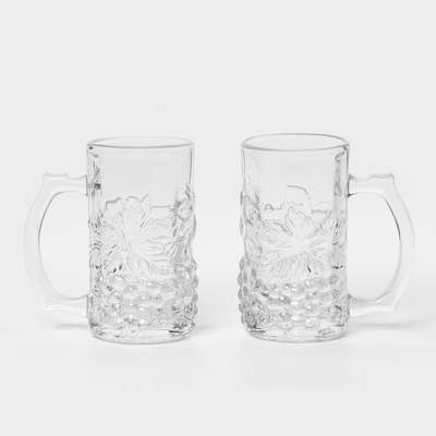 Набор стеклянных кружек, 355 мл, d=7,4 см, h=11,3 см, 2 шт