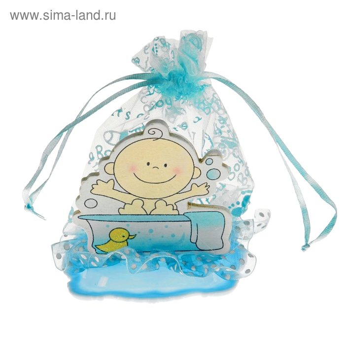 Бонбоньерка "Малыш в ванной", цвет голубой - Фото 1