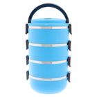 Ланч-бокс, 2 л, 14×26 см, 4 уровня, сохраняет тепло 3 ч, нержавеющая сталь, голубой - Фото 2