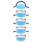 Ланч-бокс, 2 л, 14×26 см, 4 уровня, сохраняет тепло 3 ч, нержавеющая сталь, голубой - Фото 3