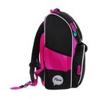 Ранец школьный Стандарт, 33 х 25 х 13 см, Grizzly, + мешок для обуви, чёрный/розовый - фото 25409389