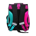 Ранец школьный Стандарт, 33 х 25 х 13 см, Grizzly, + мешок для обуви, чёрный/розовый - фото 25409390