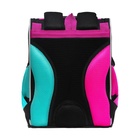 Ранец школьный Стандарт, 33 х 25 х 13 см, Grizzly, + мешок для обуви, чёрный/розовый - фото 25409391