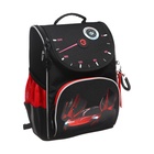 Ранец школьный Стандарт, 33 х 25 х 13 см, Grizzly, + мешок для обуви, чёрный - фото 25409418