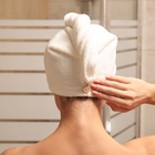 Чалма для сушки волос Этель, цв. молочный, 65*25 см, 100% п/э, 280 г/м2 - фото 25391582