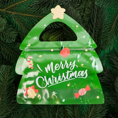 Пакет подарочный новогодний, фигурный «Ёлочка», с zip-lock застежкой, 18.5×6.9×21 см