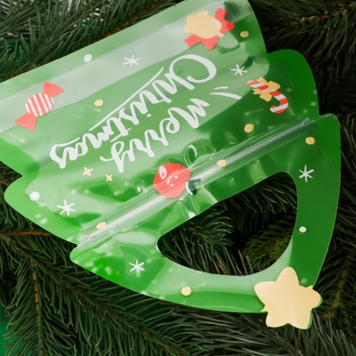 Пакет подарочный новогодний, фигурный «Ёлочка», с zip-lock застежкой, 18.5×6.9×21 см