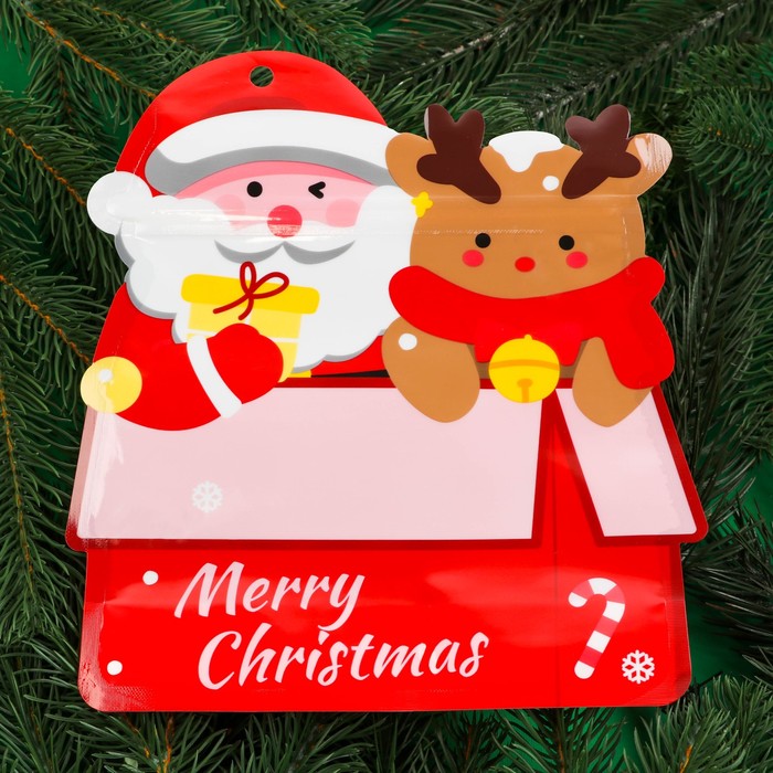 Пакет подарочный новогодний, фигурный «Коробка с подарками», с zip - lock застежкой, 20×22+7 см - Фото 1