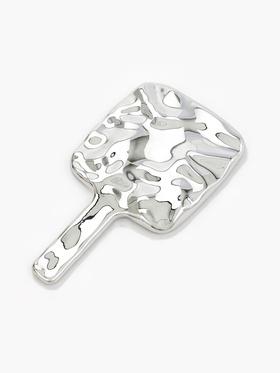 Зеркало с ручкой, декоративное, 10×16.9 см, (8.5×8.5 см), серебристое