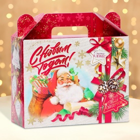 Подарочная коробка новогодняя Добрые традиции 23?8.5?23 см (комплект 5 шт)