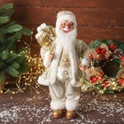 Дед Мороз "В блестящем кафтане, с подарками" двигается, 45х24 см, золото - фото 110823112