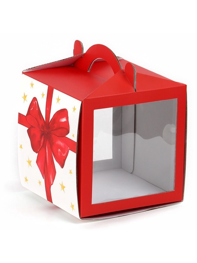 Коробка кондитерская с окном, сундук, «Бант», 20×20×20 см