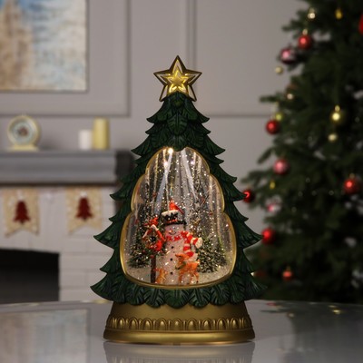 Светодиодная фигура «Новогодние мотивы», 31.2×9.5×20.2 см, музыка, от батареек ААх3, USB, свечение тёплое белое