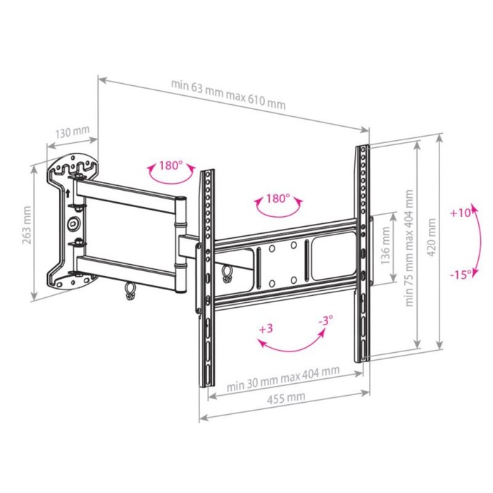 Кронштейн для телевизора Arm Media LCD-415 черный 24"-55" макс.35кг настенный поворотно-выд   102951 - фото 51628675