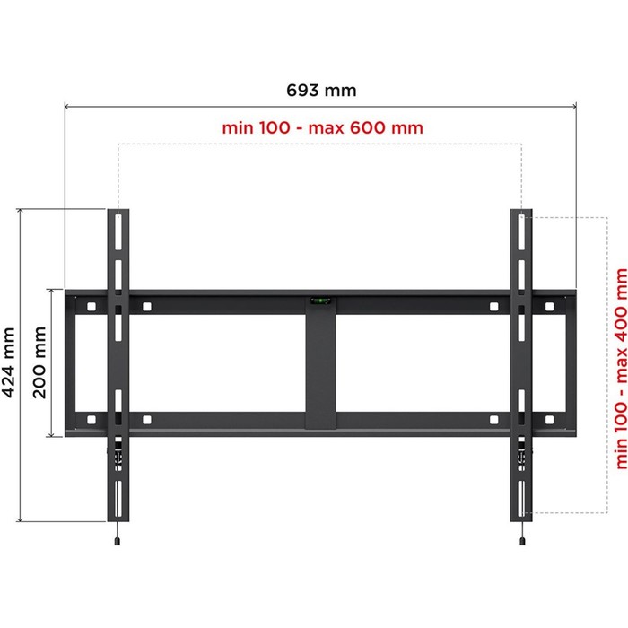 Кронштейн для телевизора Holder LCD-F6607 черный 42"-65" макс.60кг настенный фиксированный   1029513 - фото 51628694