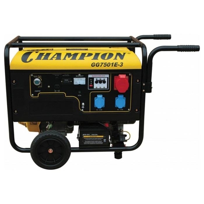 Генератор бензиновый CHAMPION GG7501E-3, 4Т, 8.1 кВт, 220/380 В, 25 л, ручной/электростарт - Фото 1