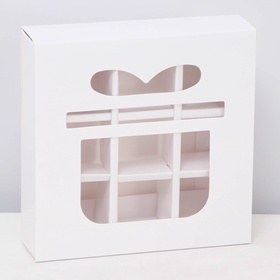 Коробка для 9 конфет «дляарок», белый 13.7×13.7×3.8 см