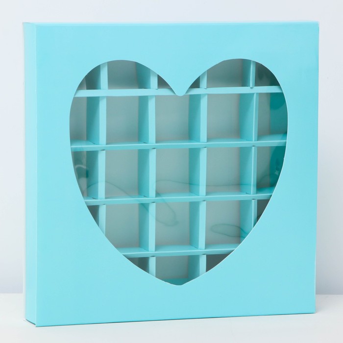 Коробка для конфет 25 шт., голубая, 22×22×3.5 см - Фото 1