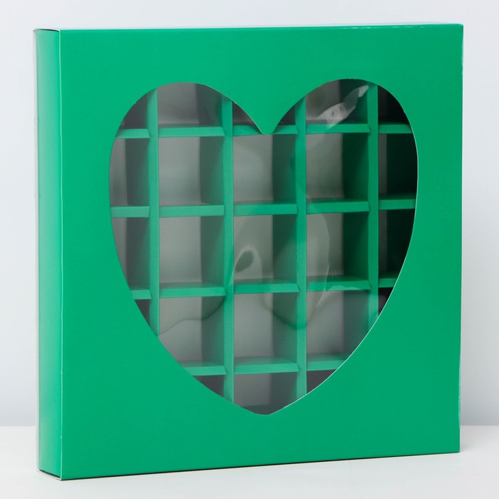 Коробка для конфет 25 шт., мятный, 22×22×3.5 см - Фото 1