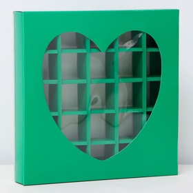 Коробка для конфет 25 шт., мятный, 22×22×3.5 см