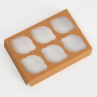 Коробка для 6 мини - капкейков крафт с окном, 18.6×13.1×8 см - Фото 5