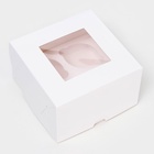 Коробка для 4 мини - капкейка белая с окном, 13×13×8 см - Фото 5