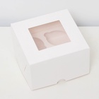 Коробка для 4 мини - капкейка белая с окном, 13×13×8 см - Фото 2
