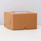 Коробка для 4 мини - капкейка крафт с окном, 13×13×8 см - Фото 5