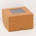 Коробка для 4 мини - капкейка крафт с окном, 13×13×8 см - Фото 6