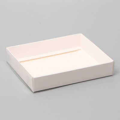 Коробочка сборная с прозрачной крышкой 16×13×3 см, белая