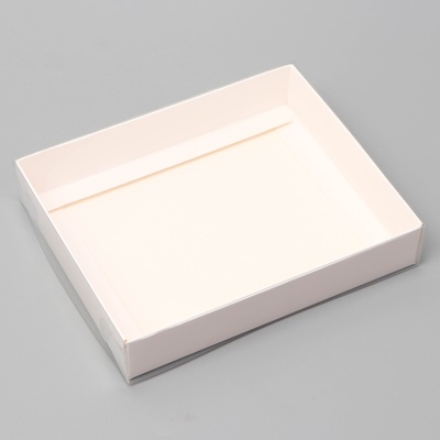 Коробочка сборная с прозрачной крышкой 16×13×3 см, белая