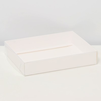 Коробочка сборная с прозрачной крышкой 16×13×3 см, белая