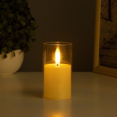 Светодиодная свеча, ночник LED RISALUX «В стакане», 3×LR44, 5.7×5.7×10 см
