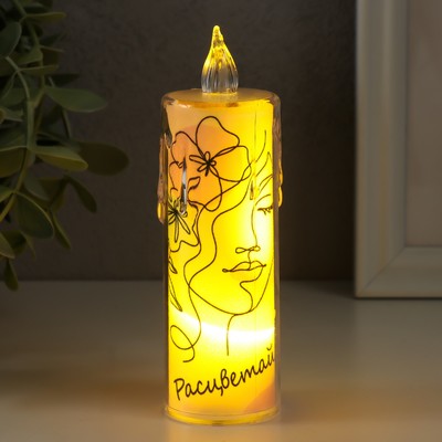 Светодиодная свеча, ночник LED RISALUX «Лицо», 3×LR1130, 3.8×3.8×12 см