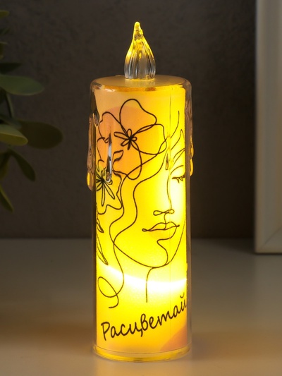 Светодиодная свеча, ночник LED RISALUX «Лицо», 3×LR1130, 3.8×3.8×12 см