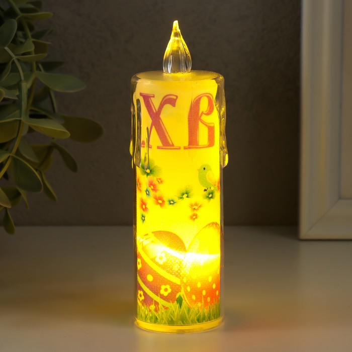Светодиодная свеча, ночник LED RISALUX «Пасха», 3×LR1130, 3.8×3.8×12 см - Фото 1