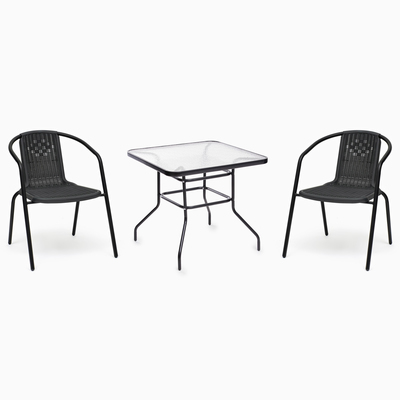 Набор садовой мебели: Стол квадратный и 2 стула серого цвета