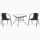 Набор садовой мебели: Стол квадратный и 2 стула черного цвета - Фото 1