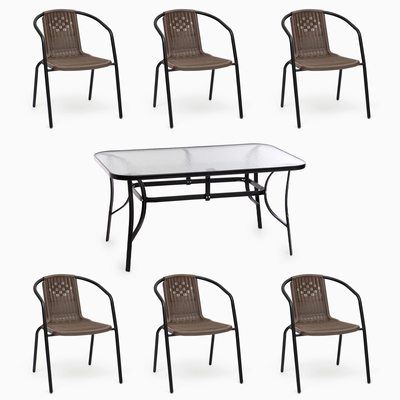 Набор садовой мебели: Стол 150 х 90 х 73 и 6 стульев коричневого цвета
