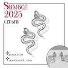 Новый год! Символ года 2025! Серьги металл «Змея» волнистая, цвет серебро 10480363 - фото 4146834