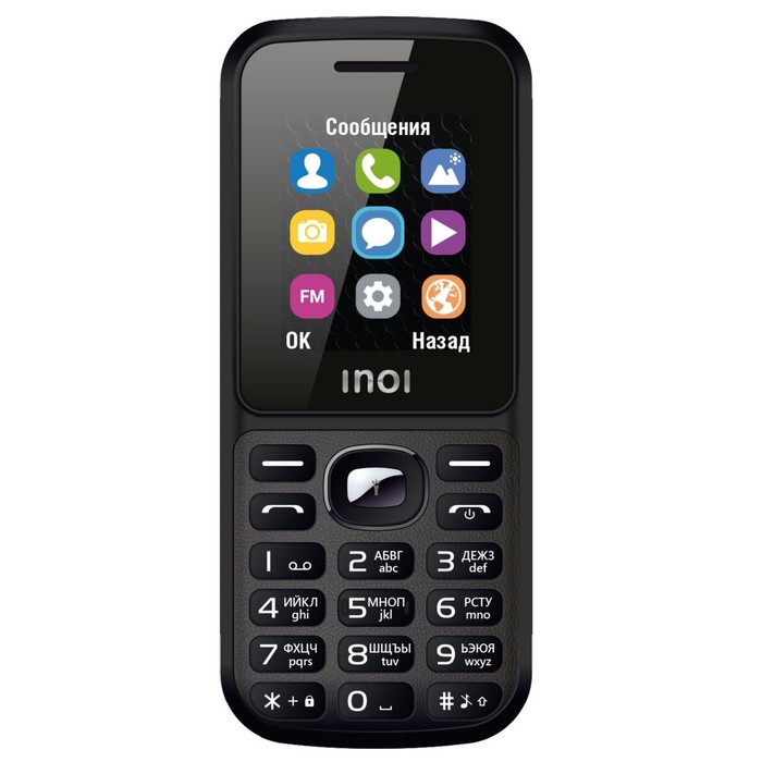 

Сотовый телефон INOI 105, 1.8", 2 sim, microSD, FM, BT 2.1, 600 мАч, черный