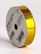 Лента голографическая для декора и подарков, золото, 2 см × 50 м - Фото 1