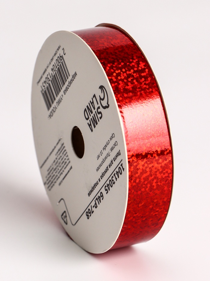 Лента голографическая для декора и подарков, красная, 2 см × 50 м - Фото 1
