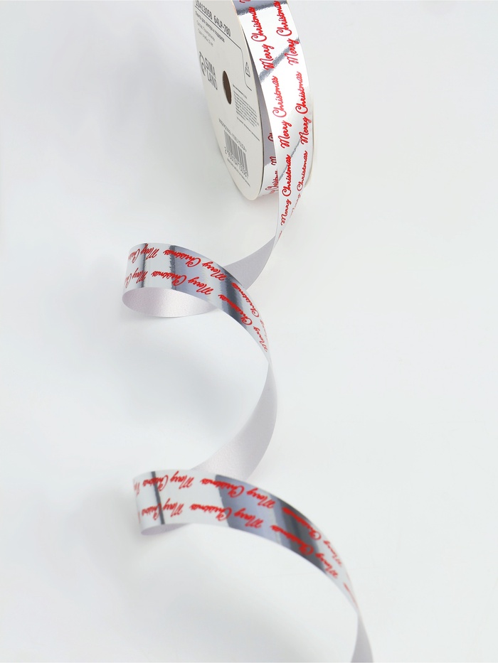 Лента для декора и подарков новогодняя, «С рождеством», красная, 2 см × 50 м - Фото 1