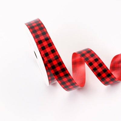 Лента для декора и подарков, «Клетка», красный, 2 см × 50 м