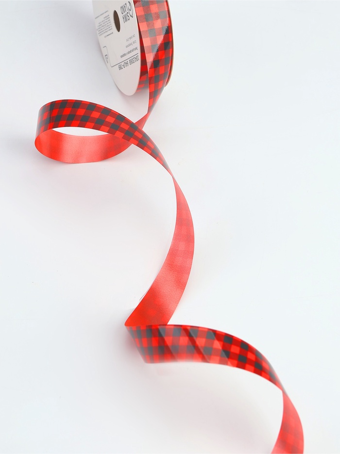 Лента для декора и подарков, «Клетка», красный, 2 см × 50 м - Фото 1