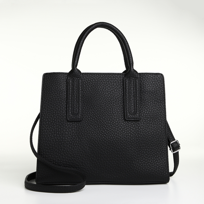 Сумка женская тоут TEXTURA на молнии, 29×10×25 см, однотонная, чёрная - Фото 1