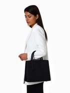 Сумка женская тоут TEXTURA на молнии, 29×10×25 см, однотонная, чёрная - фото 60037998