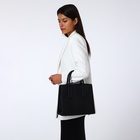 Сумка женская тоут TEXTURA на молнии, 29×10×25 см, однотонная, чёрная - Фото 7