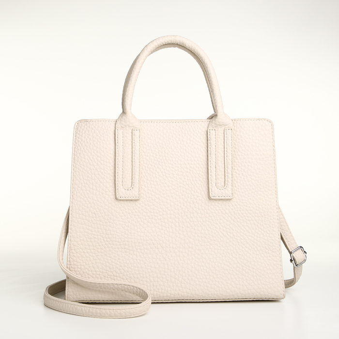 Сумка женская тоут TEXTURA на молнии, 29×10×25 см, однотонная, молочная - Фото 1